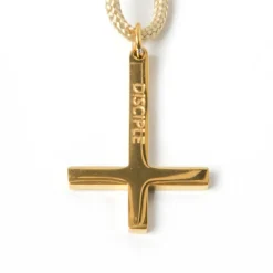 Bracelet croix dorée beige femme