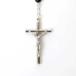 Chapelet Argenté facette noir