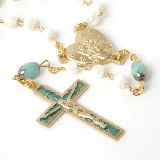 Chapelet nacre Notre-Dame turquoise