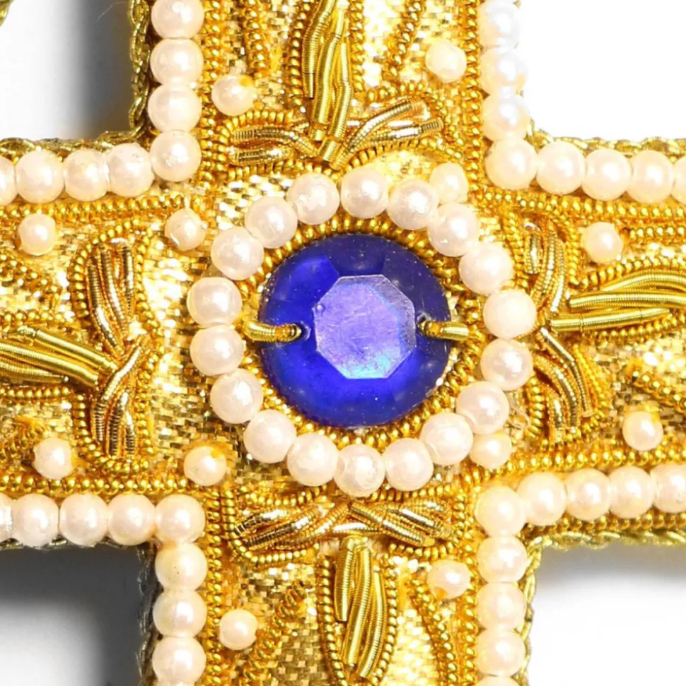 Croix Décoration Or et Bleu