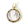 Médaille Vierge laiton zircon couleur