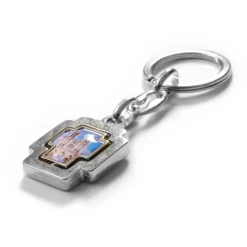 Porte-clés Notre-Dame argenté et vitrail