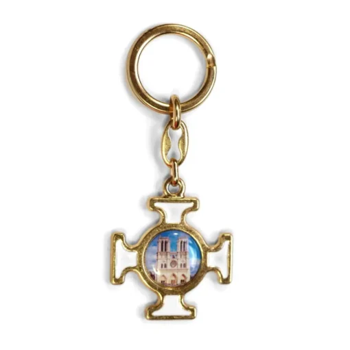 Porte-clés Notre-Dame doré et blanc