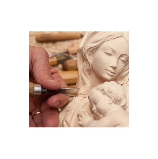 Statue Vierge à l'enfant en bois - 17 cm